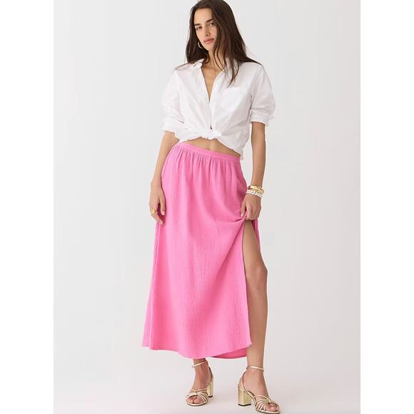 J.Crew Dresses & Skirts - J. Crew Side Slit Soft Gauze Maxi Skirt Light Pink Size XL